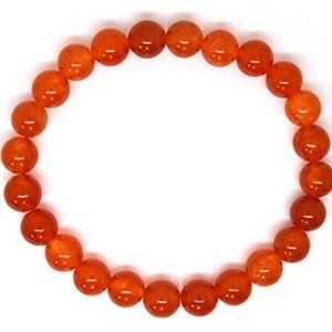 5PC KATGI Fashion Semi Red Gemstone Birthstone Round Beaded Elastic Bracelet